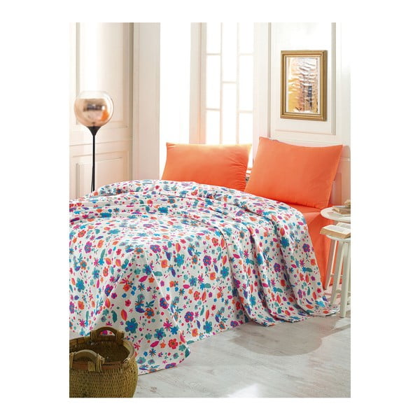 Комплект памучни чаршафи за двойно легло с калъфки за възглавници Happy, 240 x 260 cm - Unknown