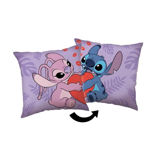 Детска възглавница от флийс 40x40 cm Lilo and Stitch "Kiss" – Jerry Fabrics