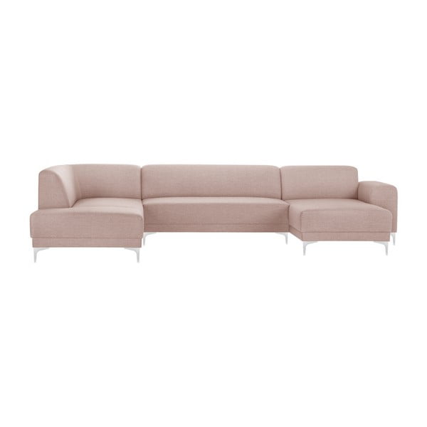 Розов ъглов диван с шезлонг Allegra, десен ъгъл - Florenzzi