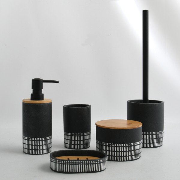 Черен органайзер за баня за памучни тампони от полирезин Yuma – Spirella-image-1