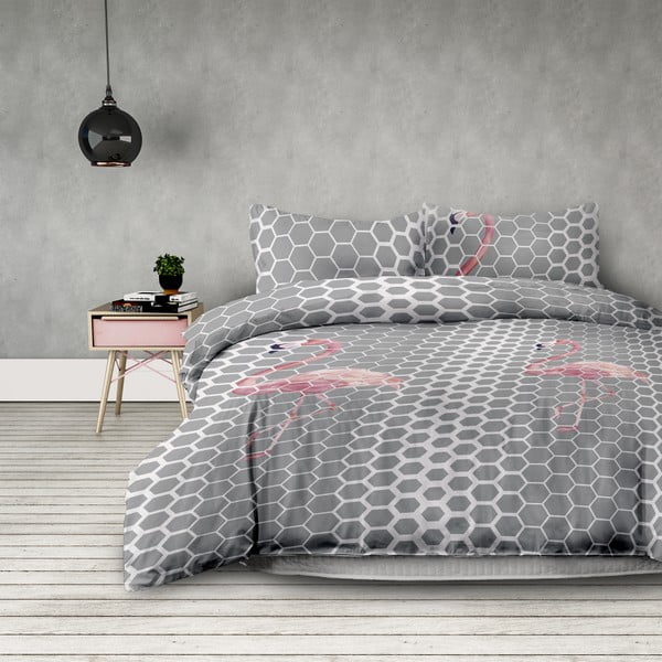 Микрофибърно спално бельо за единично легло Flamingo Light, 135 x 200 cm + 80 x 80 cm - AmeliaHome