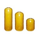 Стъклени ръчно изработени вази в цвят жълта охра в комплект от 3 бр. (височина 20 cm) Fleur – Hübsch
