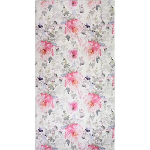 Килим подходящ за пране в розово и цвят слонова кост 80x200 cm Pink Garden – Vitaus