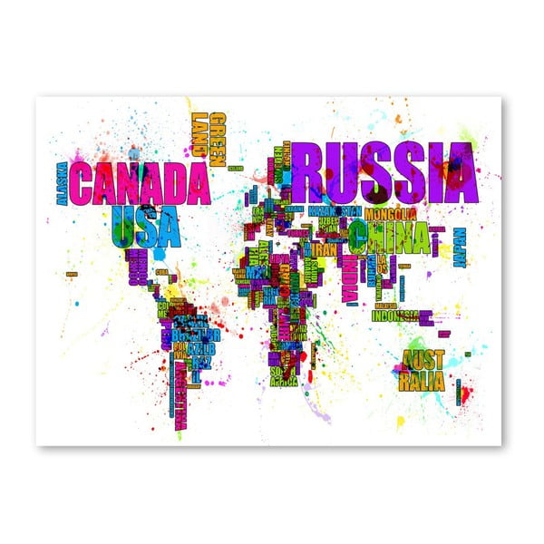 Plakát s pestrobarevnou mapou světa Americanflat Digital, 60 x 42 cm