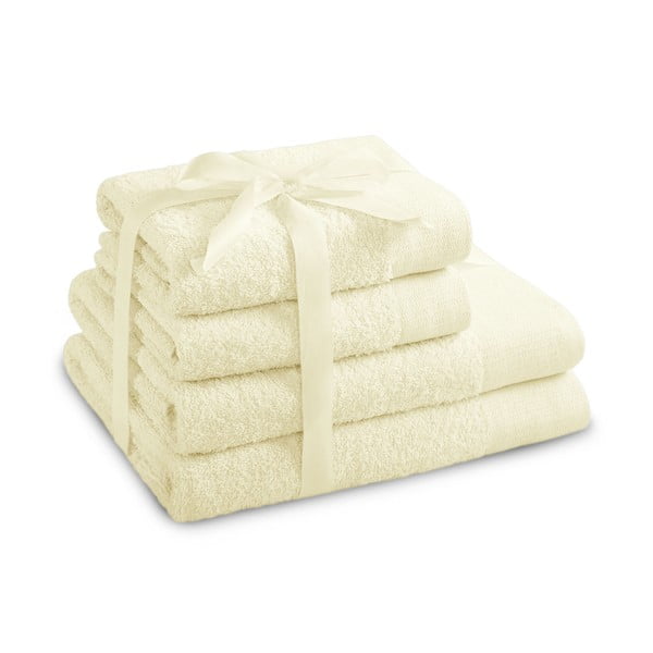 Кремави памучни хавлии и кърпи за баня в комплект 10 бр. от тери Amari – AmeliaHome