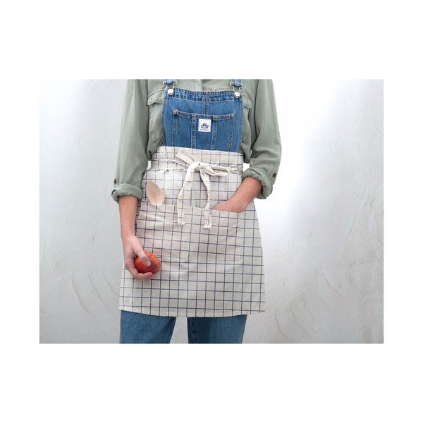 Сива карирана престилка с ленен Делантал Simple Squares - Really Nice Things-image-2