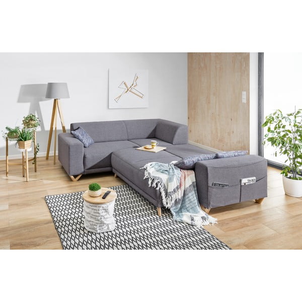 Сив разтегателен/с място за съхранение ъглов диван (ляв ъгъл/L форма) Classy Sophie – Miuform-image-4