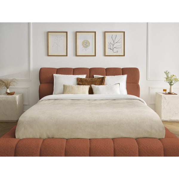 Оранжево двойно тапицирано легло с място за съхранение с включена подматрачна рамка 160x200 cm Mont Blanc – Bobochic Paris-image-1