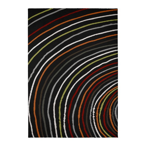 Černý koberec Calista Rugs Madrid Rainbow, 60 x 110 cm