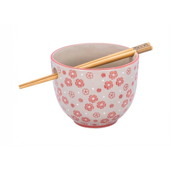 Червено-сива глинена купичка 450 ml Cherry Blossom – Sass & Belle