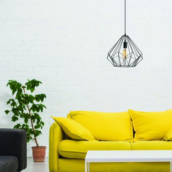 Черно висящо осветително тяло с метален абажур ø 37 cm Diamond – Opviq lights-image-1