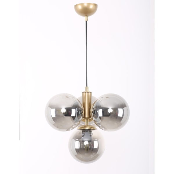 Висяща лампа със стъклен абажур в сиво-златисто ø 15 cm Hector - Squid Lighting
