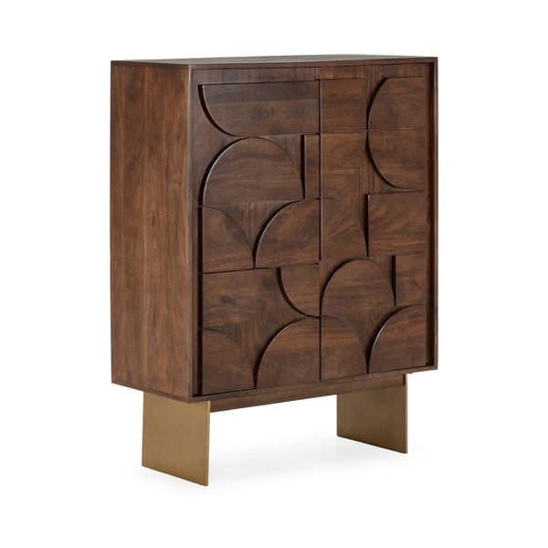 Кафяво шкафче от масивно манго 90x120x40 cm Trisha – MOME-image-2