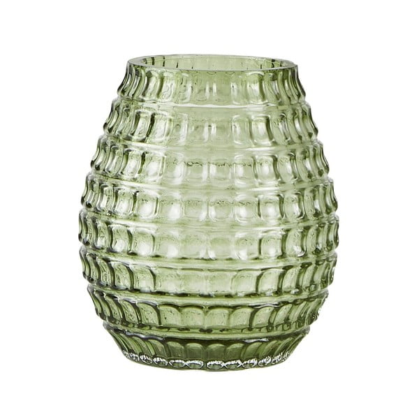Зелена стъклена ваза с рисунка , ∅ 9 cm - Villa Collection