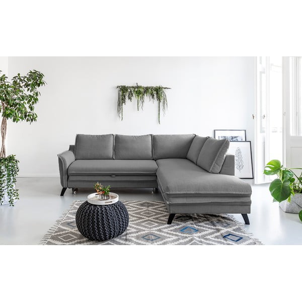 Сив ъглов разтегателен диван десен ъгъл Charming Charlie - Miuform-image-1