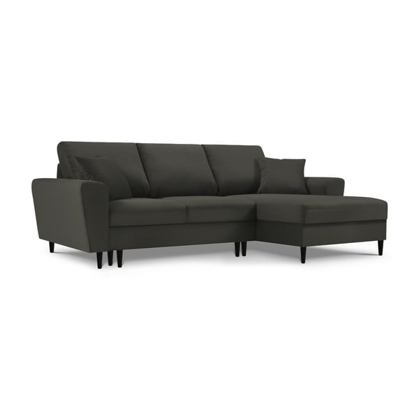 Черен разтегателен ъглов диван с място за съхранение от рипсено кадифе (десен ъгъл) Kyoto – Cosmopolitan Design-image-4