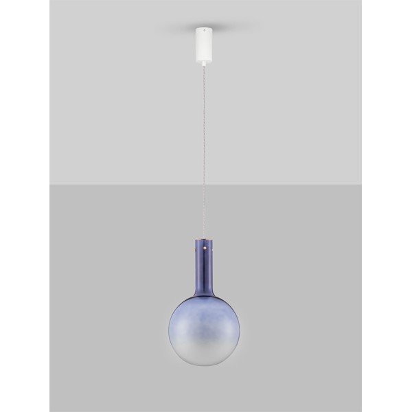 Синьо  стъклено LED затъмняващо се висящо осветително тяло ø 25 cm Nostos – Nova Luce-image-3