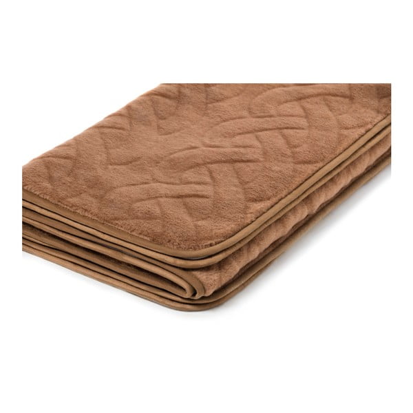 Hnědá deka z velbloudí vlny Royal Dream Camel Wool Dark Lines, 160 x 200 cm