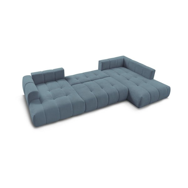 Син сгъваем/с място за съхранение ъглов диван (десен ъгъл/U форма) Fuji – Bobochic Paris-image-4