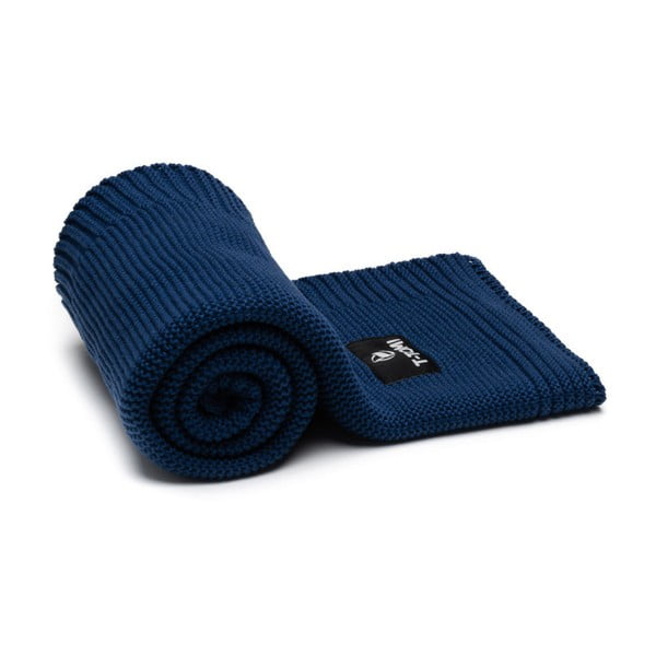 Тъмносиньо плетено бебешко одеяло със съдържание на памук , 80 x 100 cm Autumn waves - T-TOMI