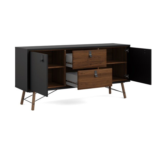 Черен скрин от декор от орех 150x72x40 cm Ry – Tvilum-image-3