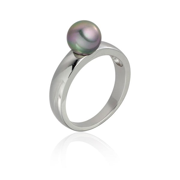 Perlový prsten Nova Pearls Copenhagen Jeanne Silver/Grey, vel. 52