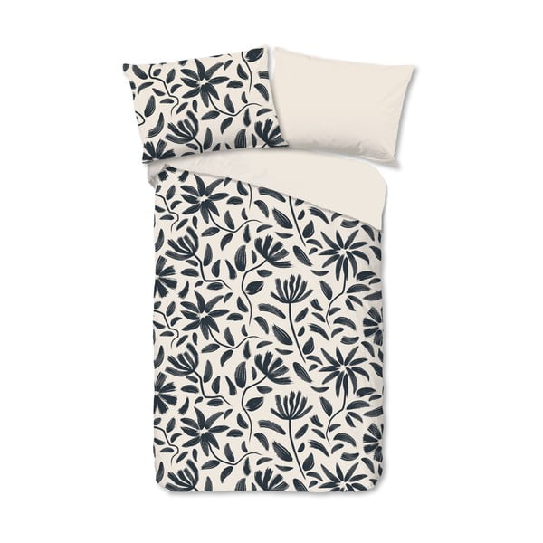 Черно-бежово единично  памучно спално бельо 140x200 cm Emilia – Good Morning