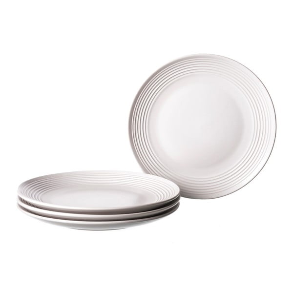 Sada 4 bílých kameninových talířů Unimasa Classic, průměr 27 cm