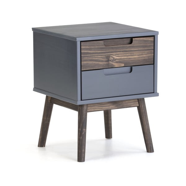 Сива нощна масичка от борова дървесина Nussa - Marckeric-image-2