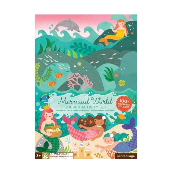 Сгъваема дъска със стикери за многократна употреба Mermaid World - Petit collage