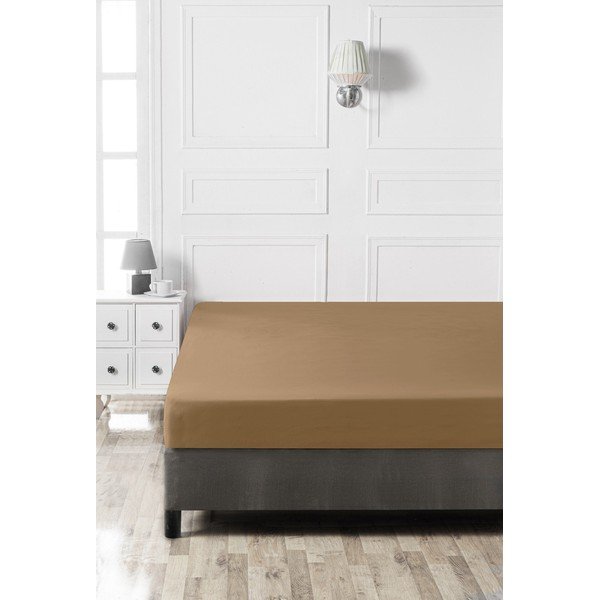 Кафяв еластичен памучен чаршаф 140x200 cm – Mijolnir-image-2