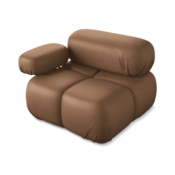 Кафяв модул за диван от изкуствена кожа (ляв ъгъл) Lokua – Makamii-image-3