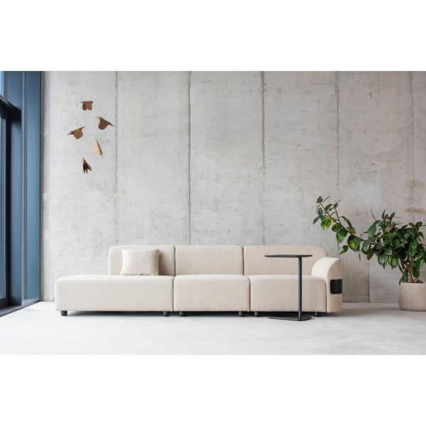 Светлосива възглавница за модулен диван с калъф от вълна и лен Hugg - Gazzda-image-2