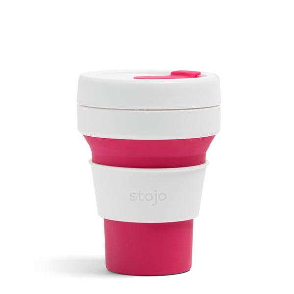 Bílo-růžový skládací cestovní hrnek Stojo Pocket Cup, 355 ml