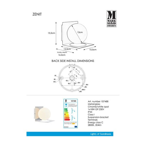 Стенна лампа в сребристо Zenit - Markslöjd-image-3