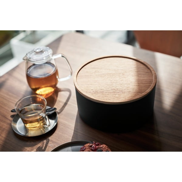 Черна метална кутия за съхранение с капак ø 22x11 cm Rin – YAMAZAKI-image-4