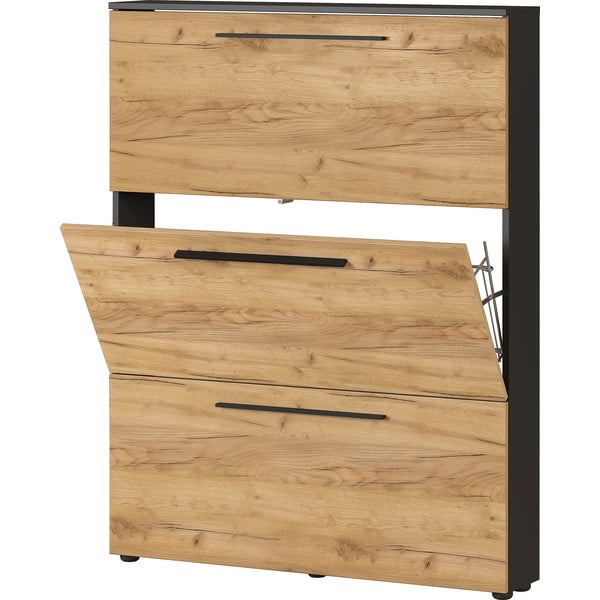 Тъмносив шкаф за обувки с панти в дъб Wildomar - Germania-image-2