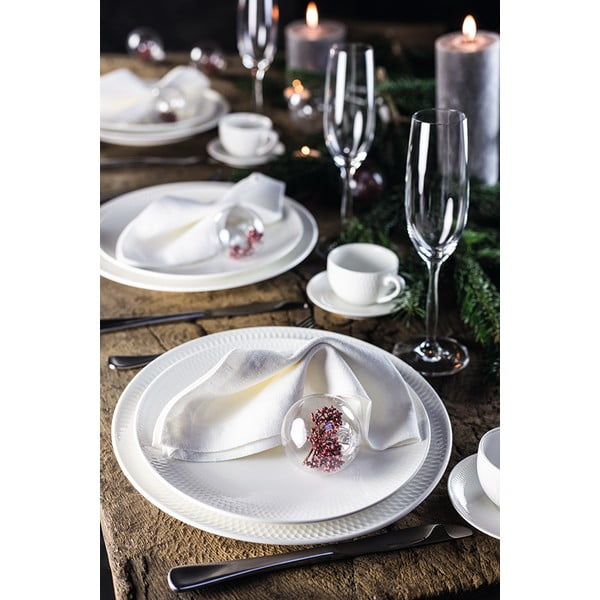 Бяла порцеланова чаша с чинийка Diamonds, 280 ml - Maxwell & Williams-image-1