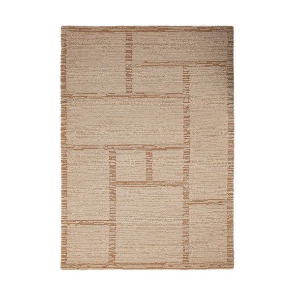 Ръчно изработен вълнен килим в естествен цвят 200x290 cm Harris Modula Wool – Flair Rugs