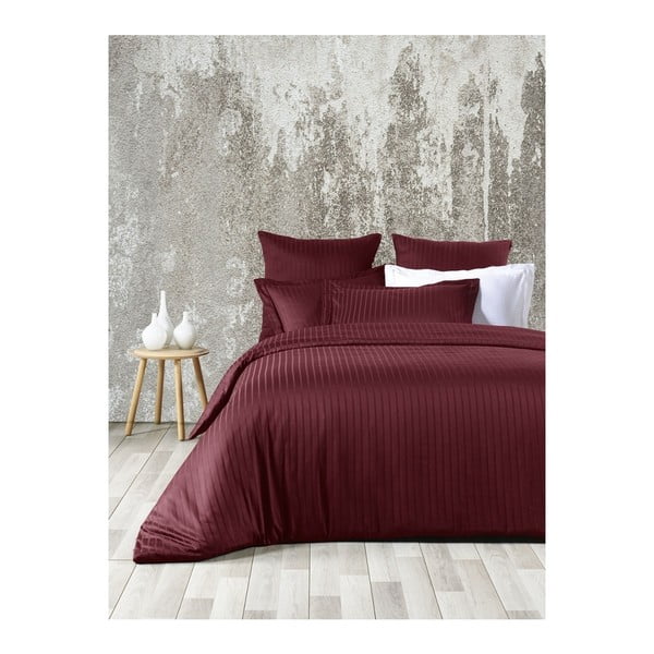 Тъмночервено памучно сатенено спално бельо с чаршаф за двойно легло Exclusive Line, 200 x 220 cm - Unknown