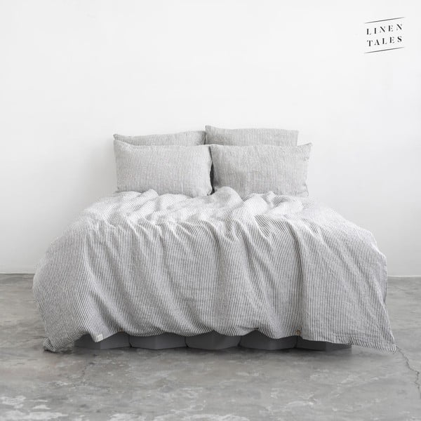 Бяло и черно ленено спално бельо 220x200 cm - Linen Tales