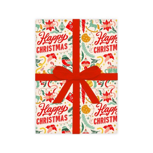 5 листа опаковъчна хартия, 50 x 70 cm Happy Christmas - eleanor stuart-image-2