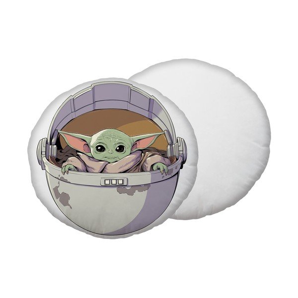 Детска възглавница от микроплюш ø 40 cm Star Wars "Mandalorian 02" – Jerry Fabrics
