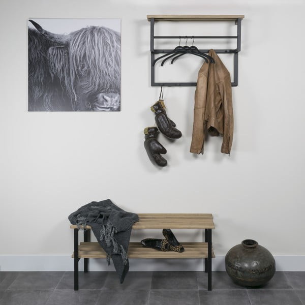 Черна/в естествен цвят метална стенна закачалка с рафт 71 cm Rizzoli – Spinder Design-image-3