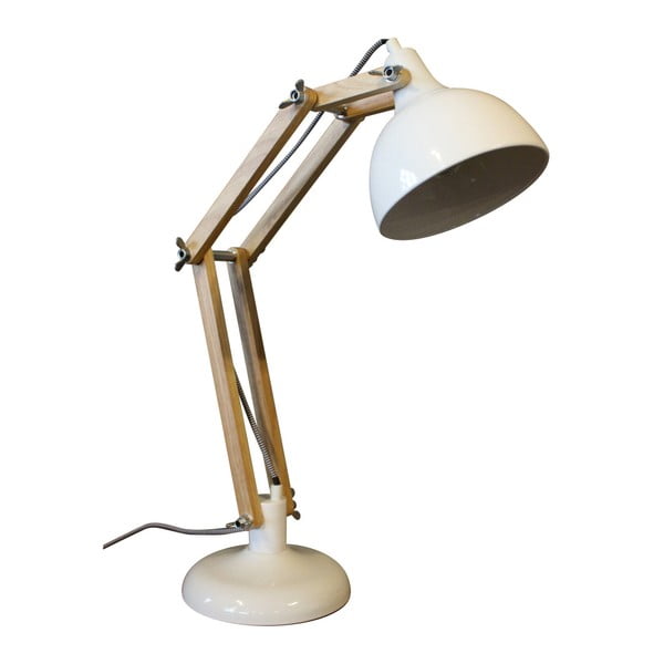 Bílá stolní lampa z borovicového dřeva a kovu Red Cartel Dexter