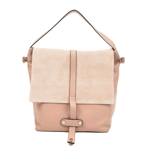 Розова и бежова кожена чанта Margo - Carla Ferreri