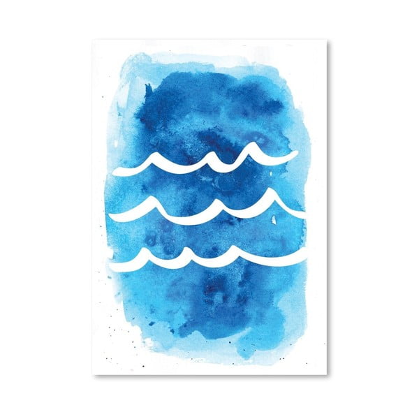 Plakát Watercolor Blue Waves