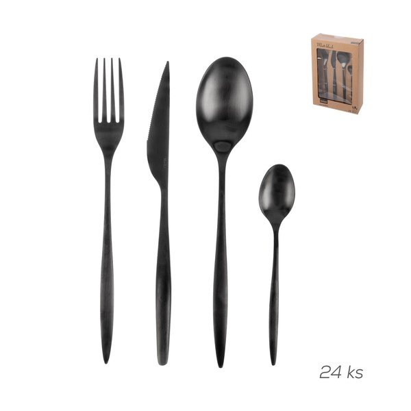 Черен прибори за хранене от неръждаема стомана 24 бр. – Orion-image-3