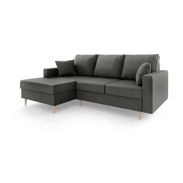 Тъмно сив разтегателен диван със система за съхранение Aubrieta, ляв ъгъл - Mazzini Sofas