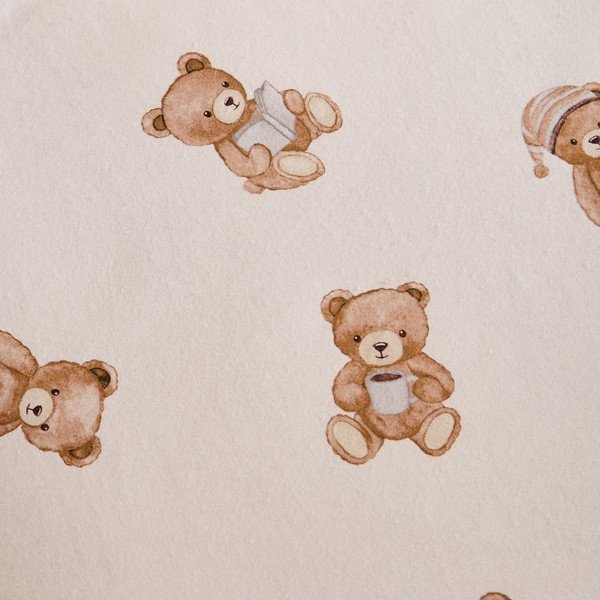 Кремав еластичен единичен фланелен детски чаршаф 70x140 cm Brushed Teddy Bear – Catherine Lansfield-image-1